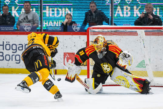 Skellefteås Arvid Lundberg och Brynäs målvakt Anders