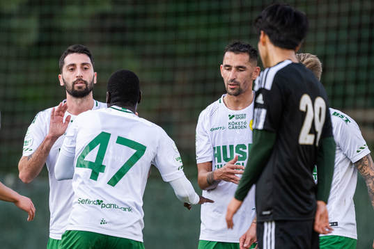 Nahir Besara, Saidou Alioum and Loret Sadiku of Hammarby