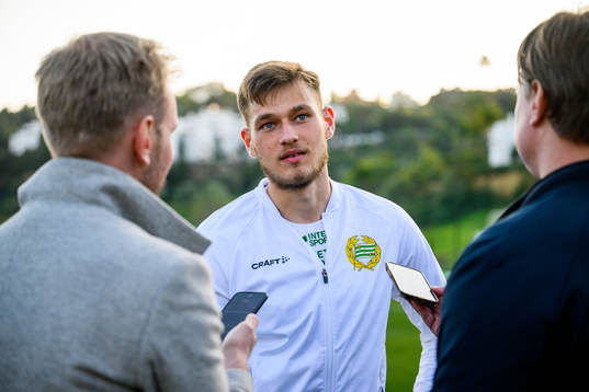 Ludvig Svanberg of Hammarby is interviewed by the media