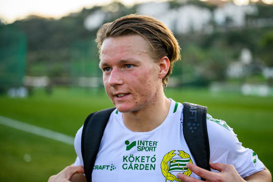 August Mikkelsen of Hammarby is interviewed by the media