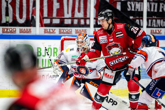 Växjös målvakt Adam Åhman och Malmö Redhawks Thomas