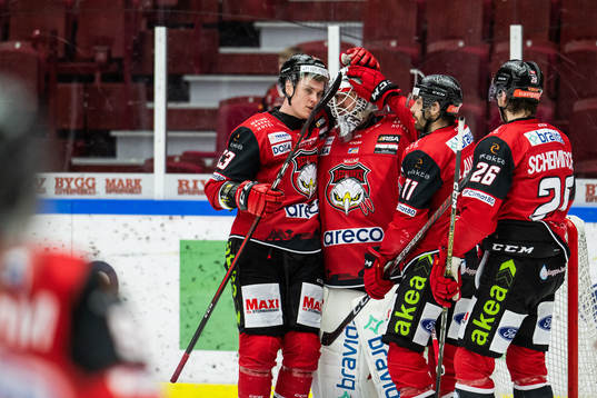 Malmö Redhawks Fredrik Händemark och målvakt Adam Werner