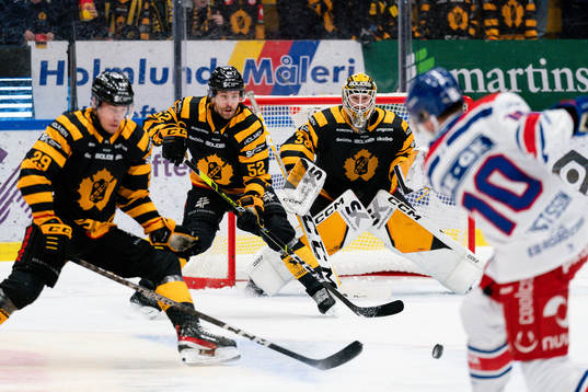 Skellefteås Arvid Lundberg och målvakt Linus Söderström