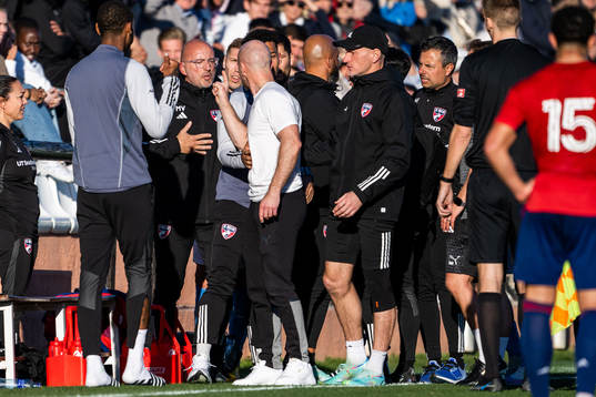 Head coach Henrik Rydström of Malmö FF reacts toward the