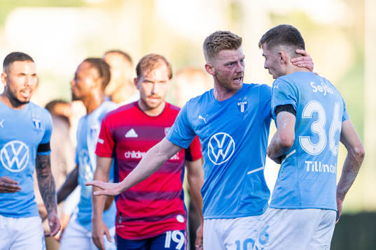 Anders Christiansen and Patriot Sejdiu of Malmö FF