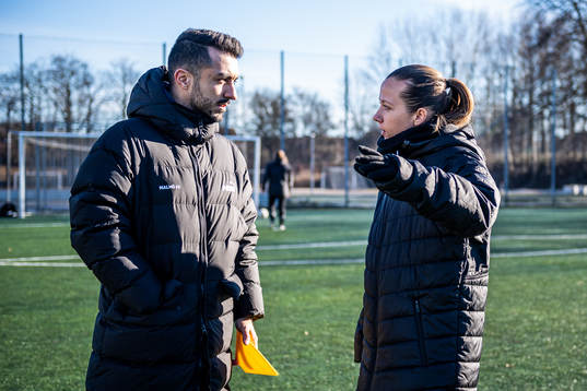 Malmö FFs tränare Maxim Khalil och Cornelia Lindgren