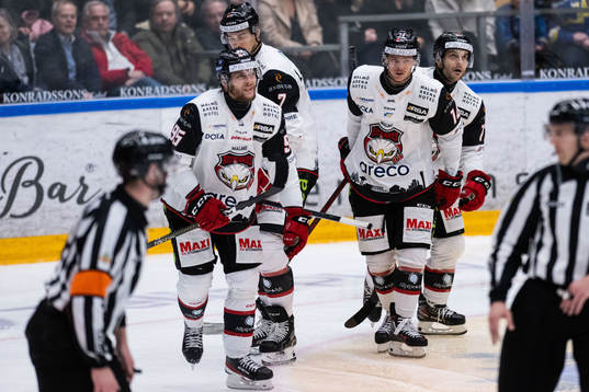 Malmö Redhawks Carl Persson jublar med lagkamrater