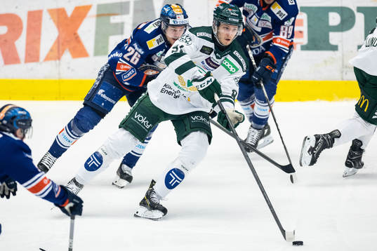 Växjös Joel Kellman och Färjestads Eric Engstrand
