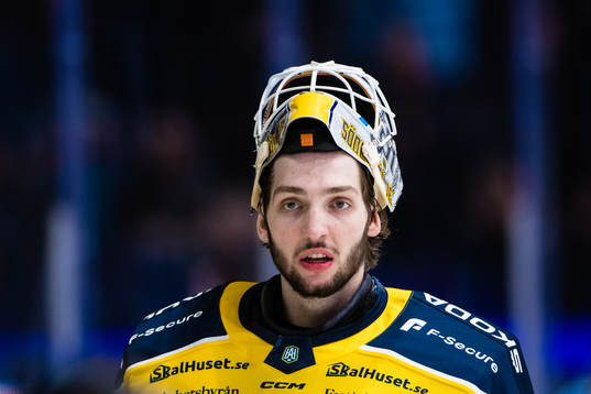 Södertäljes målvakt Nikita Tolopilo deppar