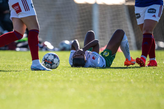 Madelen Janogy of Hammarby in pain