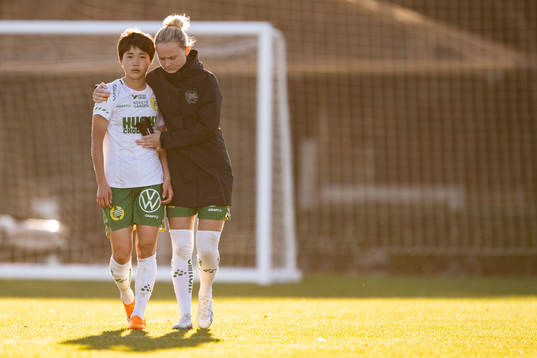 Maika Hamano and Matilda Vinberg of Hammarby looks dejected