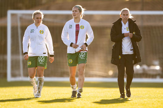Vilde Hasund, Emma Westin and Jonna Andersson of Hammarby