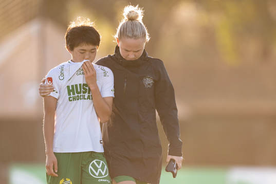 Maika Hamano of Hammarby looks dejected
