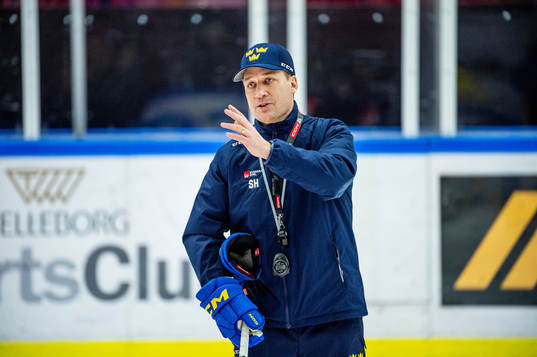 Head coach Sam Hallam of Sweden at a practice session