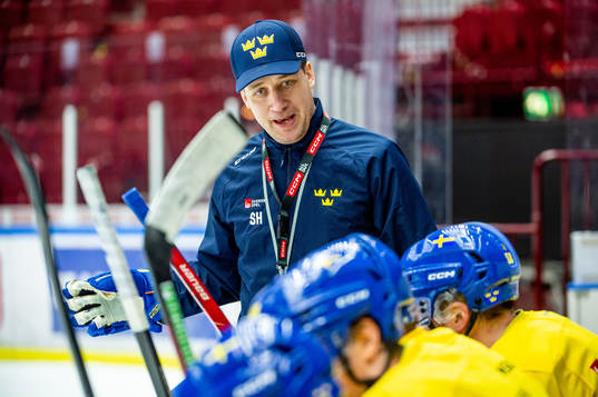 Head coach Sam Hallam of Sweden at a practice session