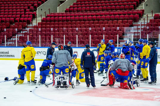 The players of Sweden at a practice session