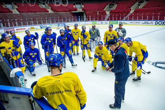 The players of Sweden at a practice session