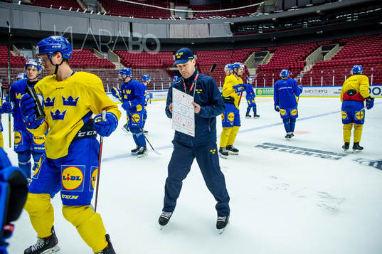 Head coach Sam Hallam of Sweden  of Sweden at a practice