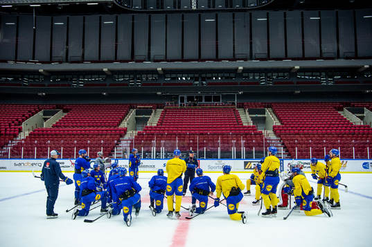 The players of Sweden at a practice session