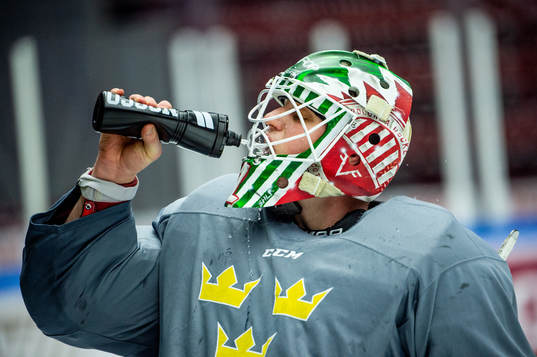 Goalkeeper Lars Johansson of Sweden at a practice session