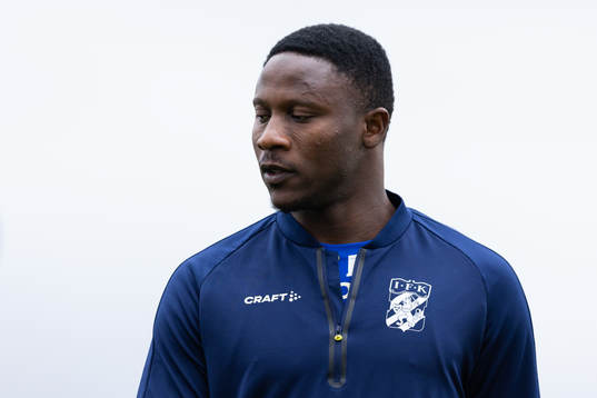IFK Göteborgs Suleiman Abdullahi innan träningsmatchen i