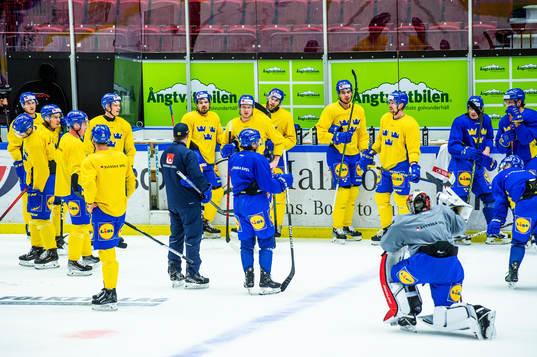 The players of Sweden at a practice session