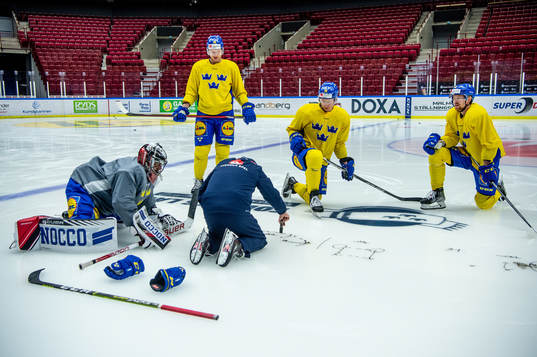 The players of Sweden at a practice session