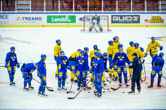 The players of Sweden at a practice session