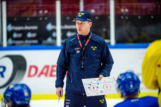Head coach Sam Hallam of Sweden at a practice session