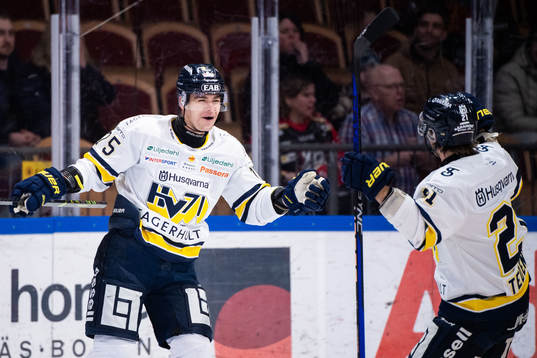 HV71s Radan Lenc jublar med Mattias Tedenby