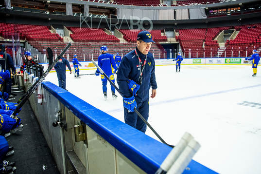 Head coach Sam Hallam of Sweden at a practice session