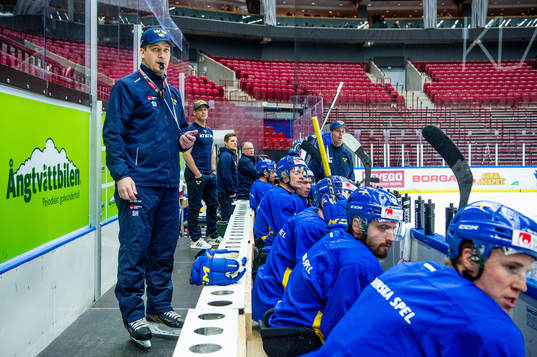 Head coach Sam Hallam of Sweden at a practice session