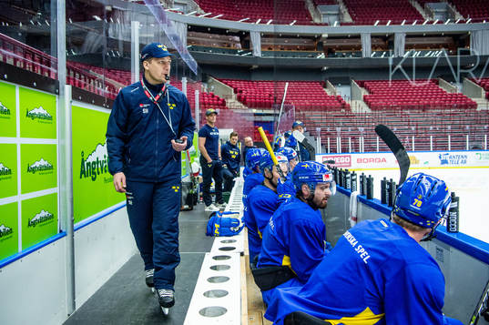 Head coach Sam Hallam of Sweden at a practice session