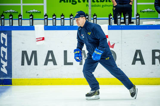 Head coach Sam Hallam of Sweden at a practice session