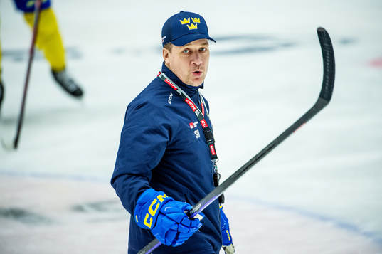 Head coach Sam Hallam of Sweden at a practice session