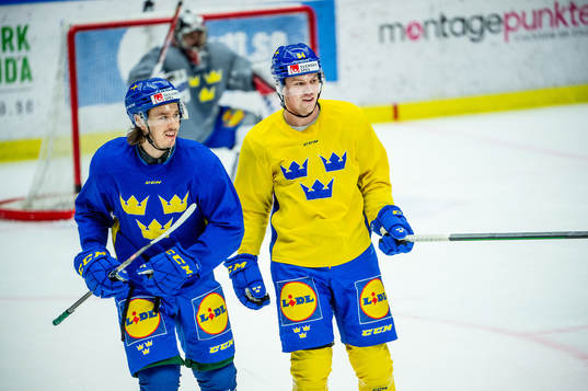 Joakim Nygård and Joel Persson of Sweden at a practice