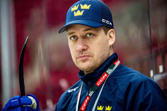 Head coach Sam Hallam of Sweden at a practice session