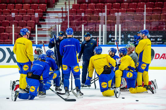 The players of Sweden at a practice session