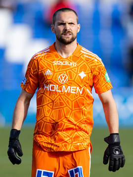 Norrköpings målvakt Oscar Jansson innan  träningsmatchen
