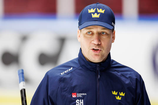 Head coach Sam Hallam of Sweden at a practice session ahed