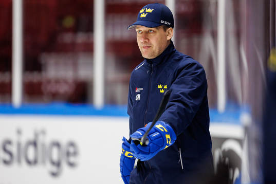 Head coach Sam Hallam of Sweden at a practice session ahed