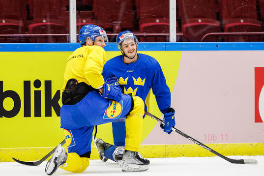 Hardy Häman Aktell and Isac Brännström of Sweden at a