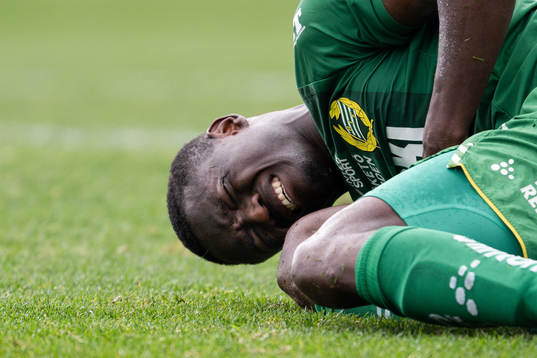 Ibrahima Fofana of Hammarby in pain