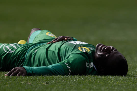 Saidou Alioum of Hammarby in pain