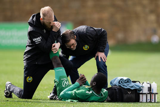 Saidou Alioum of Hammarby in pain