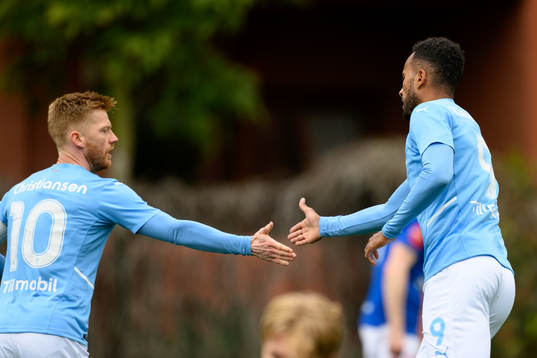 Anders Christiansen and Isaac Kiese Thelin of Malmö FF