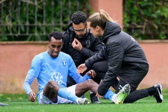 Taha Ali of Malmö FF in pain