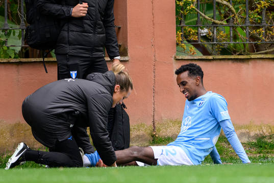 Taha Ali of Malmö FF in pain