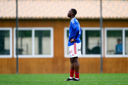 Omar Bully of Vålerenga looks dejected