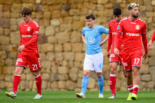 August Karlin of Malmö FF looks dejected